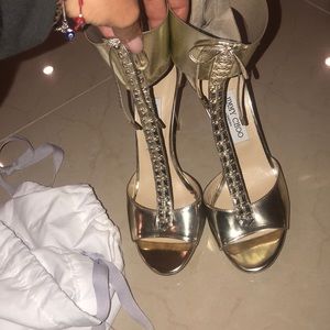 Jimmy Choo Gold Ankle Strap Heels